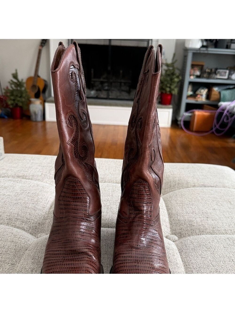NINE WEST Vintage Women’s Brown Leather Western Cowboy Boots Size 6 - Picture 5 of 13